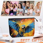 Cosmetic Bags Travel Makeup Toilet Case Waterproof Pouch for Women Girls 6.7X9.45inches - Dynamic Macaw With Spread Wings in A Splashed Background