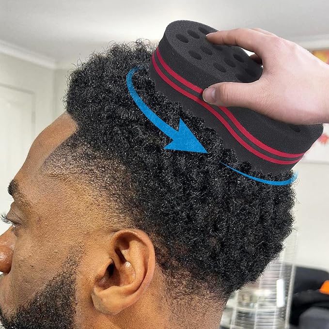 Big Holes & Big Size Barber Hair Brush Sponge Dreads Locking Twist Afro Curl Coil Wave Hair Care Tool(1 Pack)