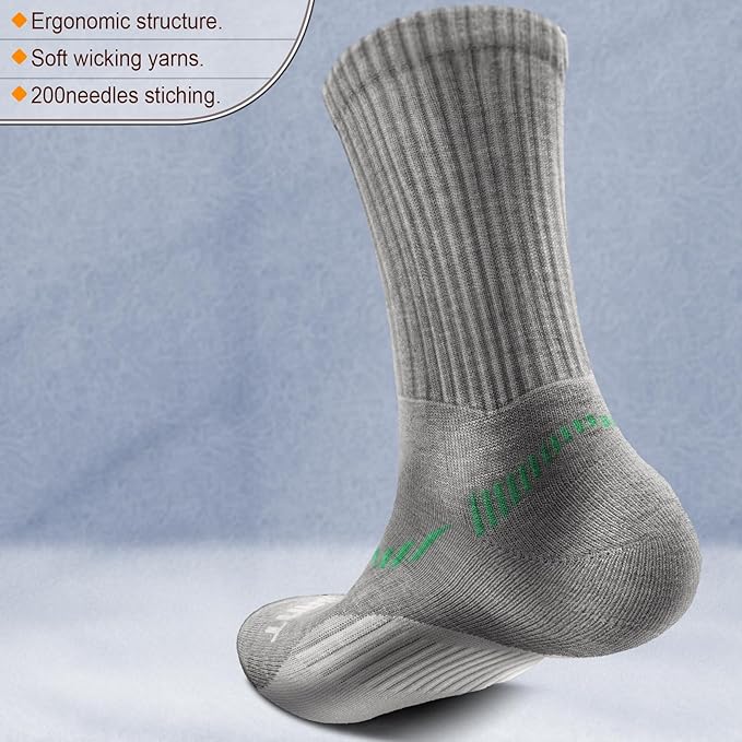 BULLIANT Compression Socks for Men 6Pairs, Athletic Crew Socks Cushioned For - Image 2