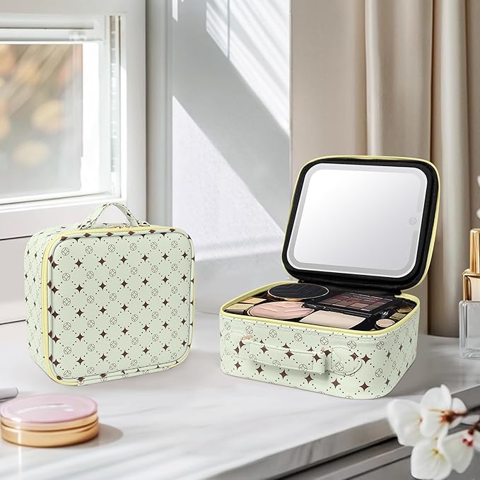 Travel Makeup Bag With 360° rotating LED Mirror, Waterproof cosmetic organizer - Image 5