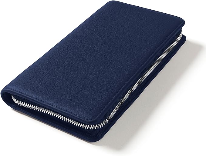 Leatherology Navy Blue Travel Zip Organizer Wallet, Passport Holder, RFID - Image 3