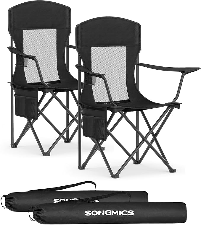 SONGMICS Breathable Camping Chairs, Foldable Outdoor Chairs Set of 2, High Back by SONGMICSbySONGMICSHOME