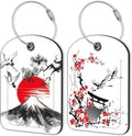 Japanese Cherry Blossoms Storks Leather Luggage Tag by Unknown