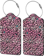 Pink Leopard Print Luggage Tags by Unknown
