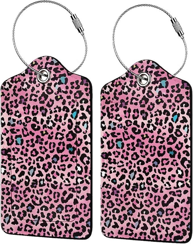 Pink Leopard Print Luggage Tags by Unknown