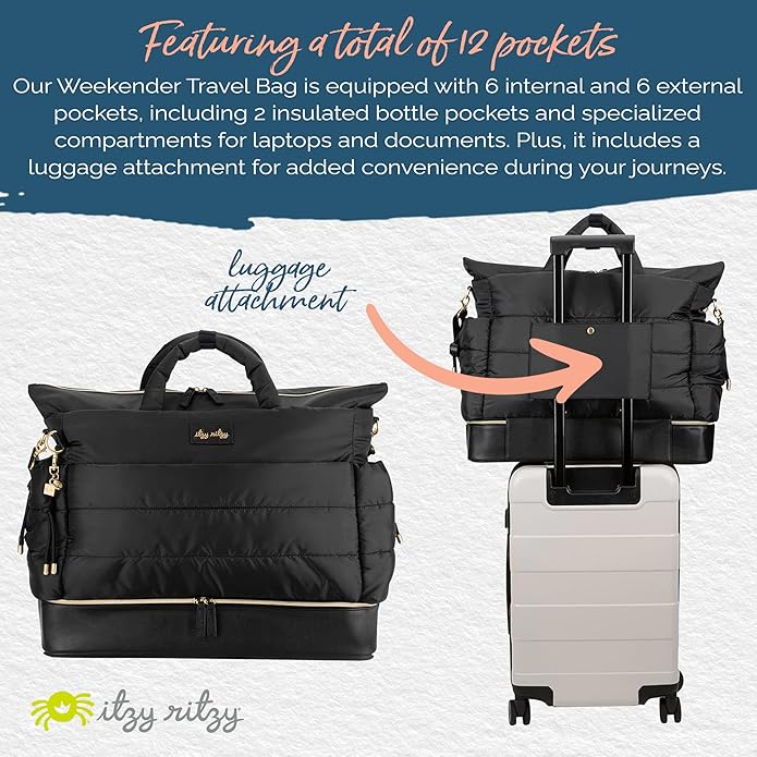 Itzy Ritzy Dream Weekender Travel Bag – Lightweight Overnight Bag - Image 7