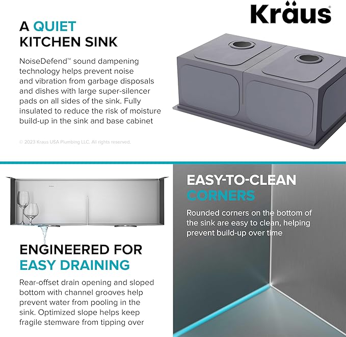 KRAUS Kore 33-Inch Undermount Workstation 16 Gauge Double Bowl Stainless Steel - Image 11