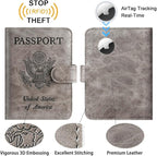 Airtag Passport Holder Cover Wallet RFID Blocking Leather Case Travel - Image 2