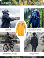 COOFANDY Men's Long Raincoat Ligtweight Rain Jacket Waterproof Outdoor Jackets - Image 4