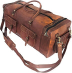 Real Goat Vintage Leather Large Travel Duffel Luggage Handmade, Hiking vintage by cuero