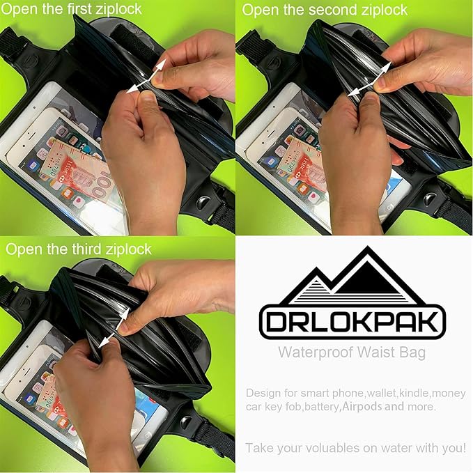 DRLOKPAK Waterproof Waist Bag Pouch Fanny Pack Bum Bag - Image 7