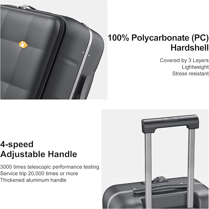 MGB 20 Inch Top Open Carry On Luggage 22x14x9 Airline Approved, Hard Shell - Image 5