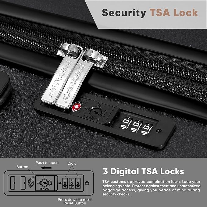 SHOWKOO Luggage Sets 3 Piece 100% PC Ultra Tough Hardside Expandable Suitcases - Image 7