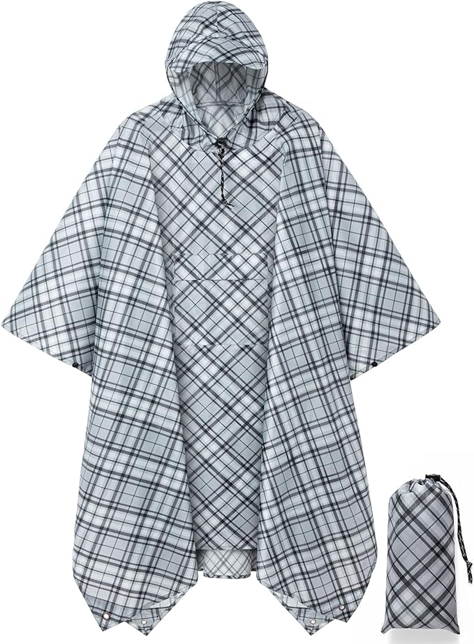 salamra Hooded Rain Poncho Waterproof Raincoat Jacket by salamra