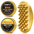 Hair Twist Sponge Brush Twist Styler Comb for Black Men - Washable Afro Curl Sponge Racket for Barbers & Daily Use, Ideal for Coiled, 4C Hair - Wave Pomade Butter Rubber Large Tooth Brush Set (Gold)