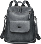 PU Leather Backpack Purse for Women Fashion Multipurpose Design Handbag Ladies by WYFJNX