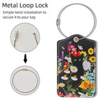 2 Pcs Luggage Tags for Suitcases Black Cat PU Leather Luggage Tag with Privacy Cover Label Address Card and Durable Metal Ring Suitable for Travel Suitcase Bag Handbags Backpacks (Black Cat Flower)