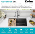 KRAUS Kore Workstation 32-inch Undermount 16 Gauge Black Stainless Steel Single - Image 3