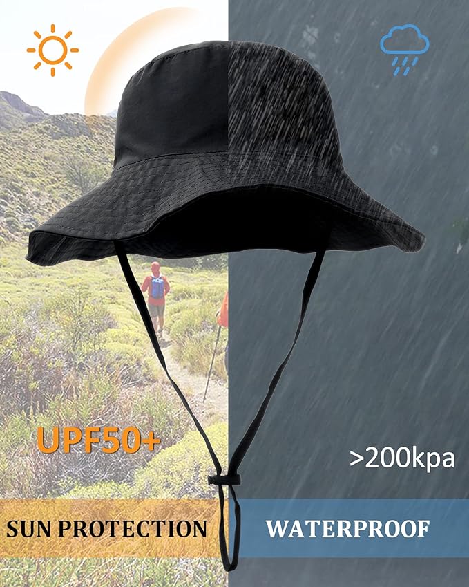 Water-Resistant Sun UPF 50+ Bucket Hat Protection Packable Brimmed Boonie - Image 2