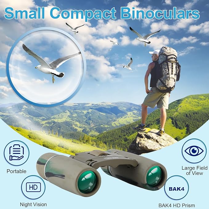 PISEZ 30X60 Compact Binoculars for Adults and Kids，Lightweight Foldable Easy - Image 3