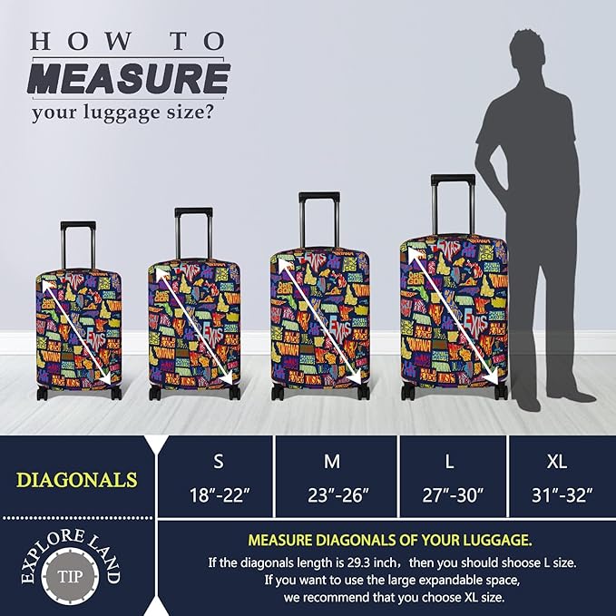 Explore Land Travel Luggage Cover Suitcase Protector Fits 31-32 Inch Case - Image 5