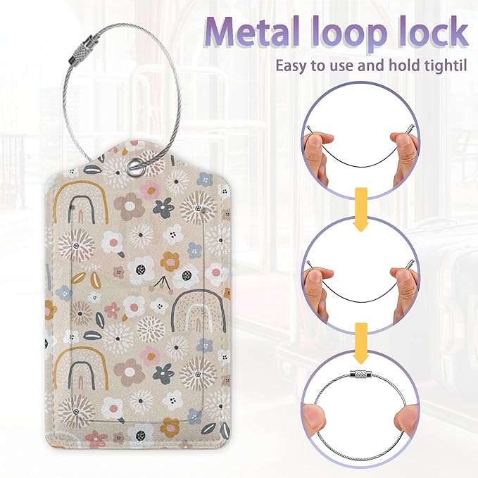 2Pcs Luggage Tag for Suitcase Boho Flowers Rainbow Cute Suitcase Tag - Image 4