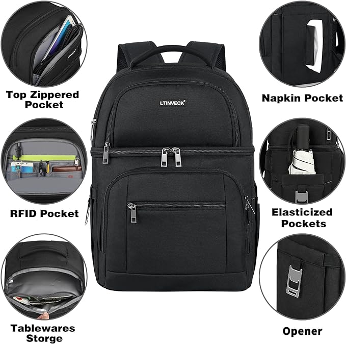 Cooler Backpack, Insulated Backpack Cooler Leakproof Double Deck Cooler Bag - Image 4
