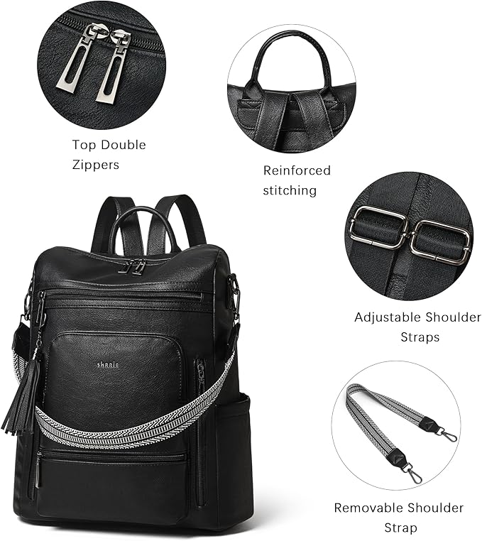 Shrrie Vegan Leather Laptop Backpack - Image 6