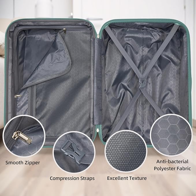 LARVENDER Luggage Sets 5 Piece Hardside Expandable Suitcase - Image 5