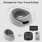 WANDER PLUS® Travel Pillow, 100% Pure Memory Foam Travel Neck Pillow Airplane - Image 4