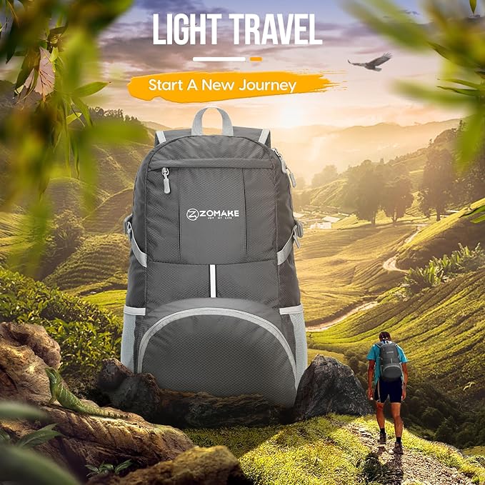 ZOMAKE Lightweight Packable Backpack 35L, Light Foldable Backpacks Water - Image 6