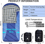GEERTOP Flannel Sleeping Bag for Adults XXL 4 Season, 0 Degree Sleeping Bag for - Image 3