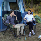 Oversized Folding High Back Portable Lawn Chairs for Adults Outdoor Camp Sports Hunting Fishing Backyard with Hard Armrest Cup Holder Carrying Strap (Blue 2 Packs / Mesh back)