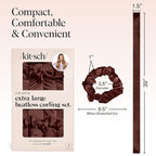 Kitsch XL Satin Heatless Hair Curler Set - Heatless Curls for an Overnight Blowout, Comfortable Hair Curlers to Sleep In for Frizz-Free, No Heat Damage Styling, Jumbo Curling Rod Headband - Chocolate