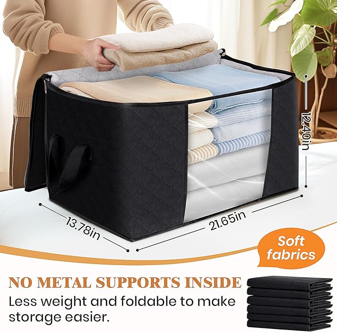 Fab totes 10 Pack Clothes Storage, Foldable Thick Fabric Blanket Storage Bags - Image 2