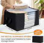 Fab totes 6 Pack Clothes Storage, Foldable Thick Fabric Blanket Storage Bags - Image 2
