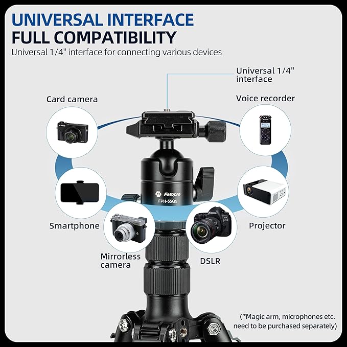 Fotopro 73" Camera Tripod, Aluminum Compact Travel Tripod and Monopod - Image 5
