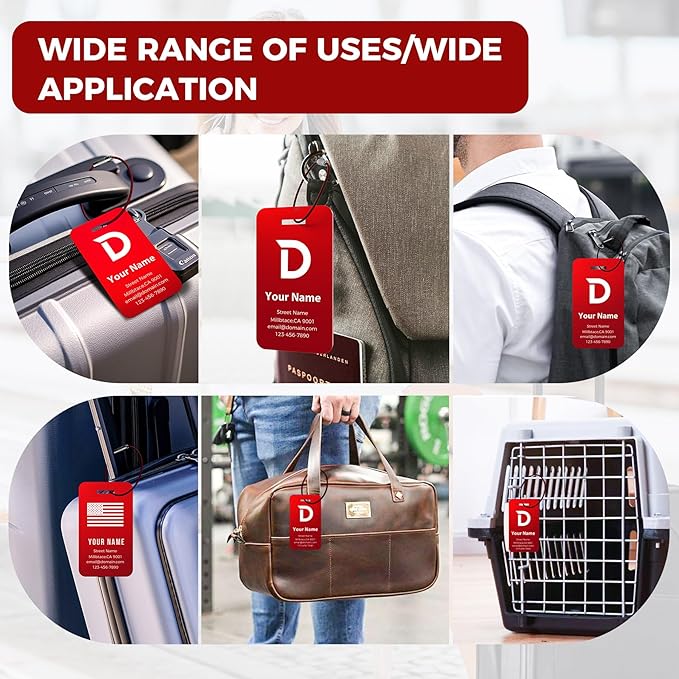 Personalized Luggage Tags, Custom Luggage Tags 4 Pack TSA Approved Double Sided - Image 7