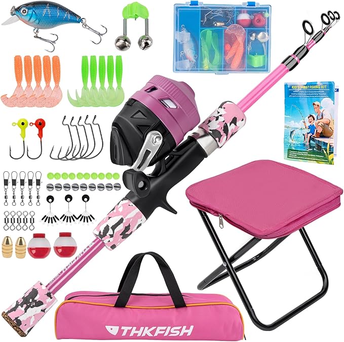 Kids Fishing Pole Set, Telescopic Fishing Rod Reel Combo Kids Starter Kit by THKFISH