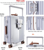 feilario 24in Aluminum Frame Wide Handle Hard Shell Carry On Suitcase - Image 4