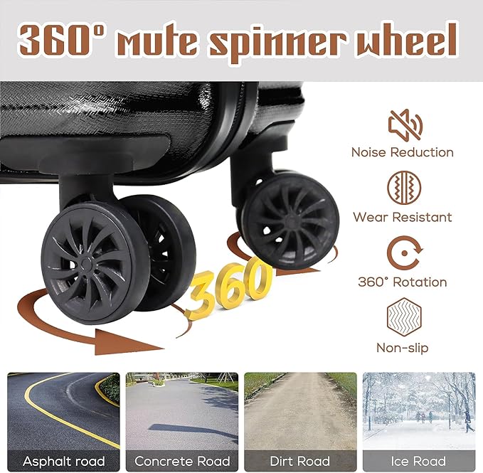 Luggage Set 3 Piece Luggage Set ABS hardshell Spinner Wheels Luggage Carry on - Image 4