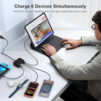 USB C Fast Charger, 100W GaN 6 Port Type C Charging Station Hub Block Cube - Image 5