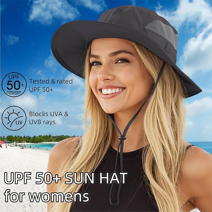 Connectyle Women's UPF 50+ Sun Hat UV Protection Wide Brim Bucket Hat Summer - Image 2