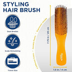 Giorgio GION1O Neon Orange 7.75 inch Gentle Touch Detangler Hair Brush for Men and Women. Soft Bristles for Sensitive Scalp. Wet and Dry for all Hair Types. Scalp Massager Brush Stimulate Hair Growth