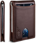 SERMAN BRANDS RFID Blocking Slim Bifold Genuine Leather Minimalist Front Pocket by SERMANBRANDS