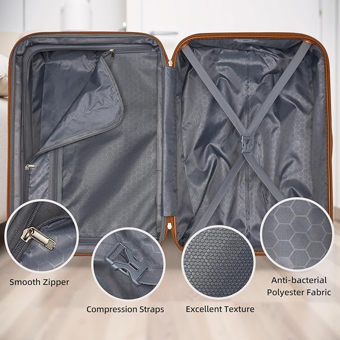 LARVENDER Luggage Sets 5 Piece Hardside Expandable Suitcase - Image 5