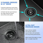 25x22 Inch Black Drop In Kitchen Sink, 25 Inch Gunmetal Black Kitchen Sink Top - Image 3