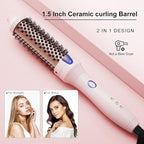 K&K 1.25 Inch Tourmaline Ionic Hot Brush Hair Curler for Loose & Volume Curls, Long Hair Heated Styler, Dual Voltage