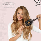 Almost Famous Wave Away Triple Barrel Clip Curling System, 3 Barrel Curling, Crimper with LCD Temp Display, Professional Beauty Tool, Temperature Adjustable (Charcoal Black)