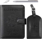Passport Holder With Luggage Tag Cover Wallet RFID Blocking Leather Case Travel by PASCACOO